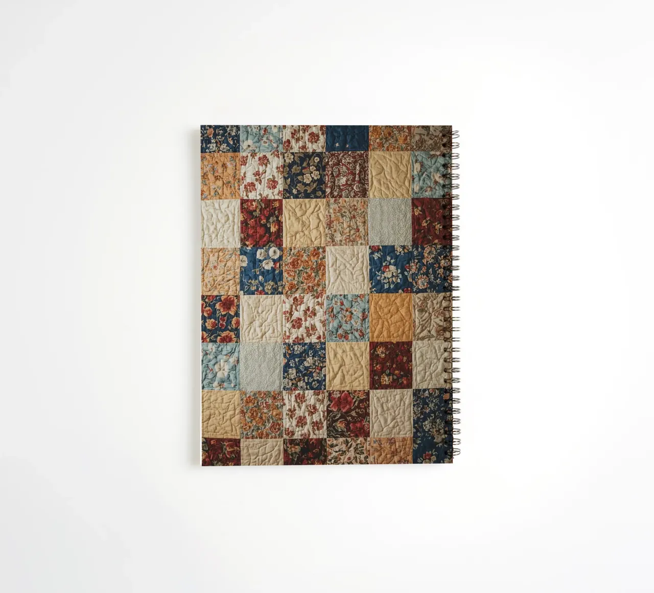 Patchwork Quilt with Floral and Quilted Squares spiral notebook by DesignDoodle