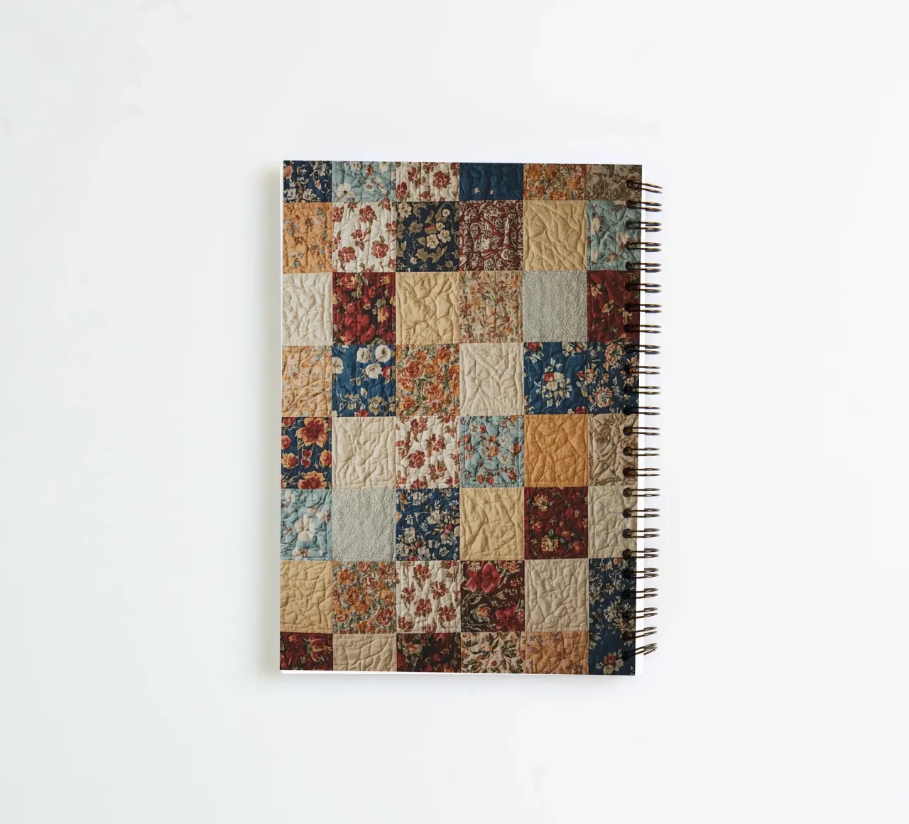 Patchwork Quilt with Floral and Quilted Squares spiral notebook by DesignDoodle