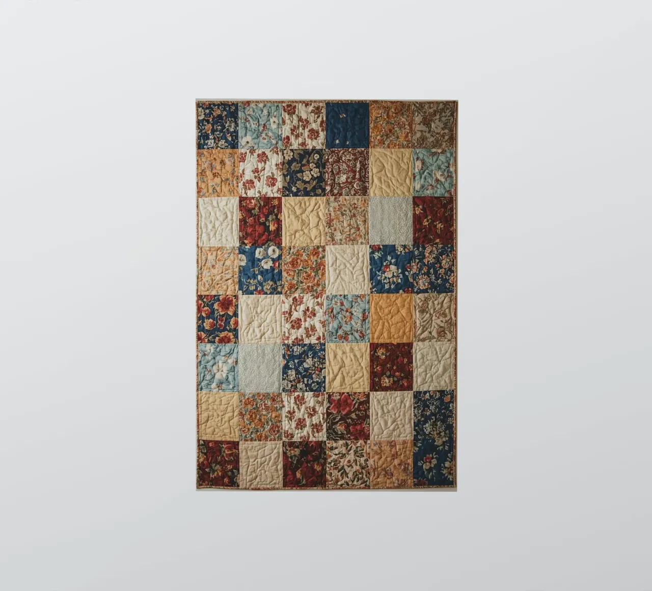Trapunta patchwork con quadrati floreali e trapuntati adesivo da DesignDoodle