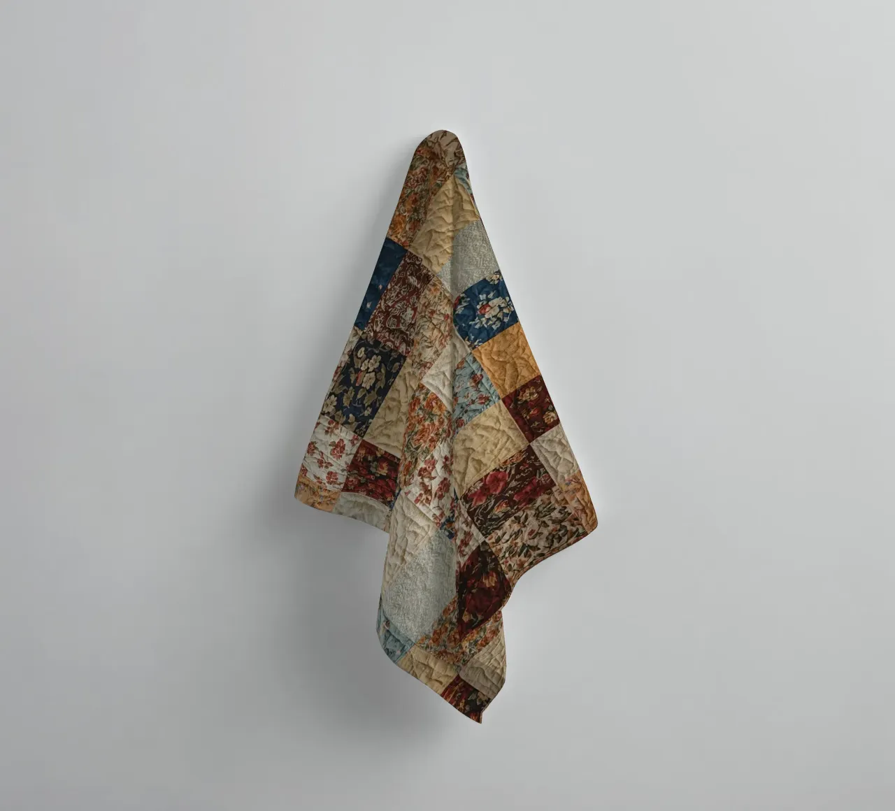 Patchwork Quilt with Floral and Quilted Squares towel by DesignDoodle