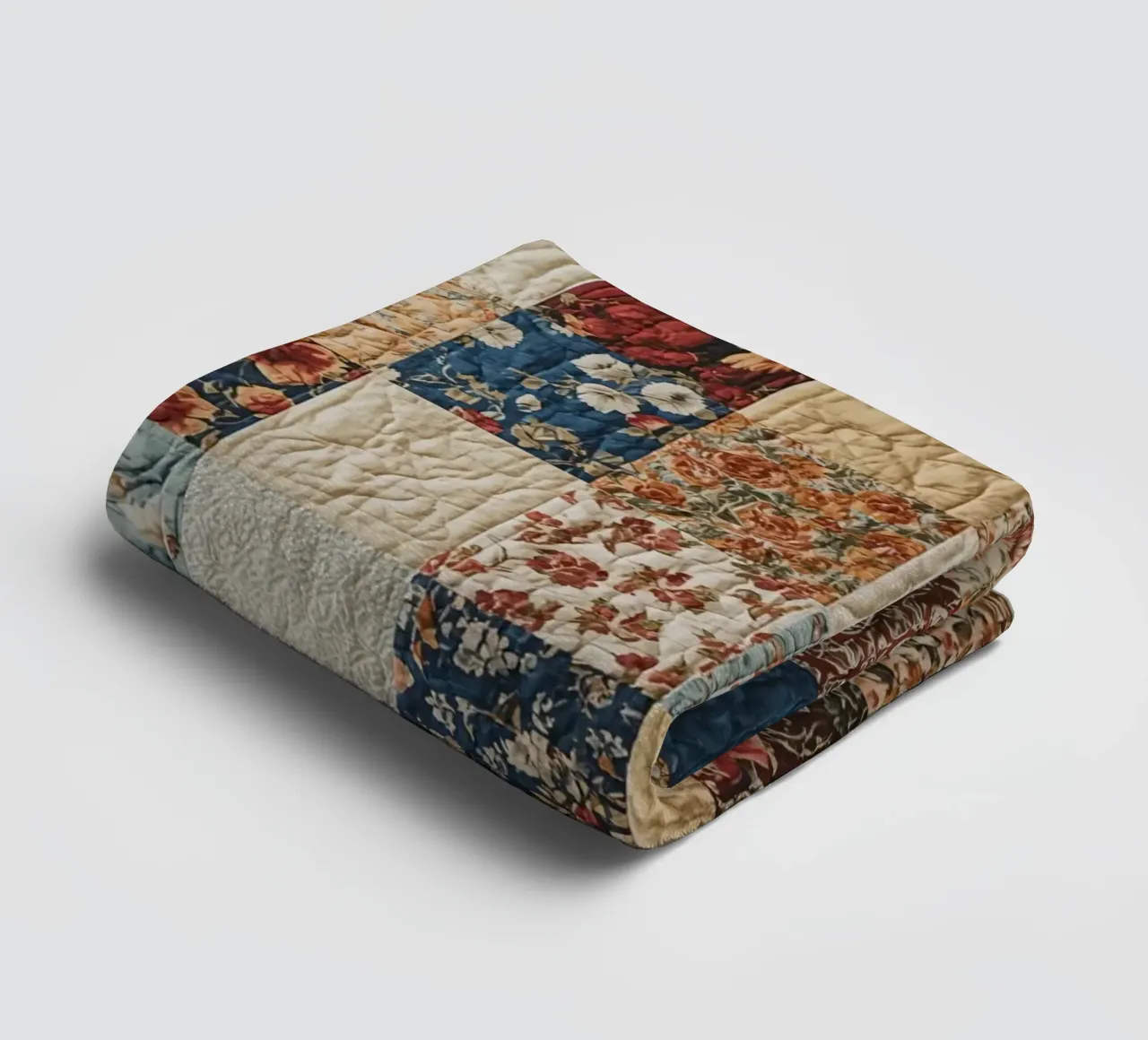 Patchwork Quilt with Floral and Quilted Squares towel by DesignDoodle