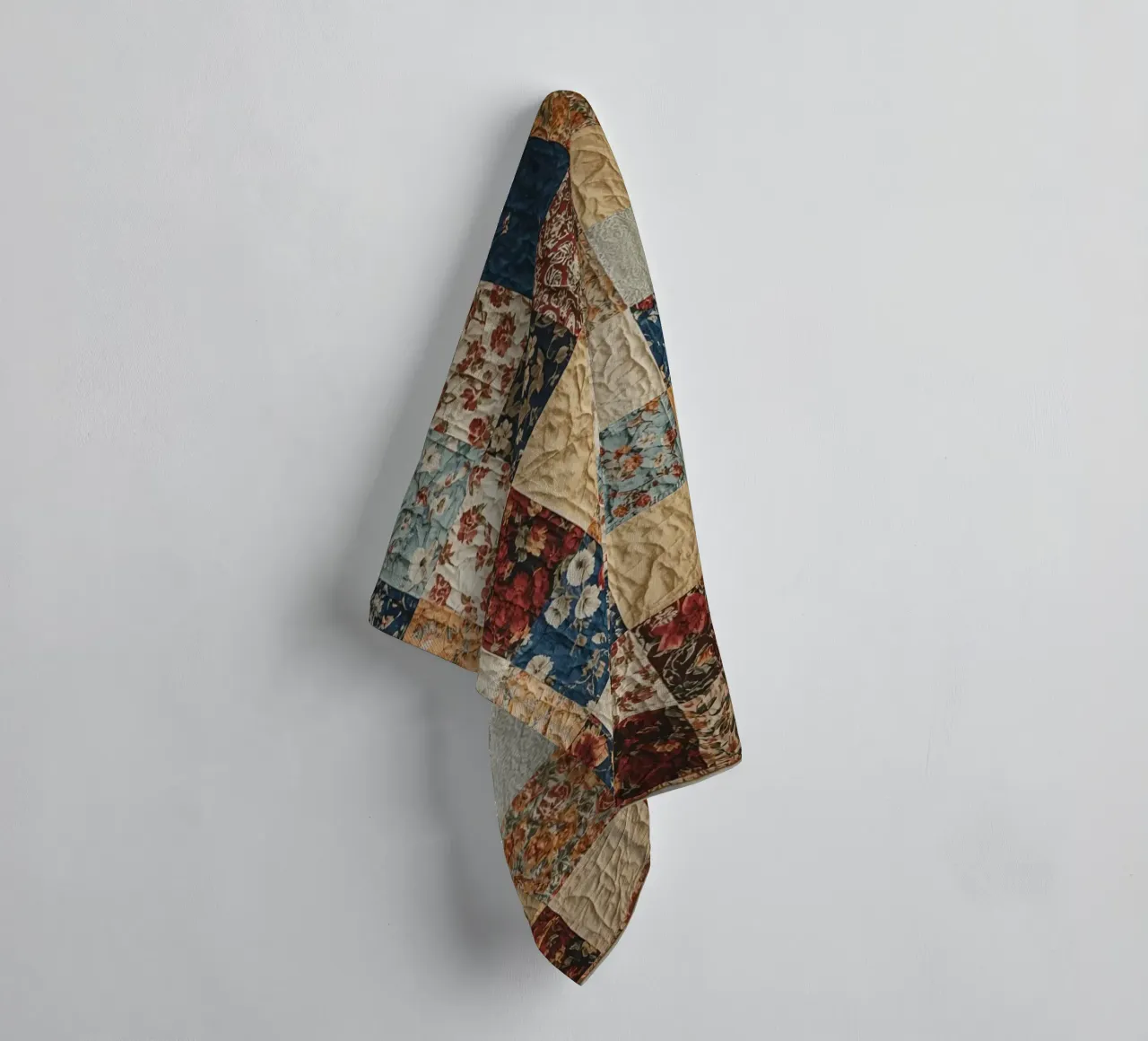 Patchwork Quilt with Floral and Quilted Squares towel by DesignDoodle