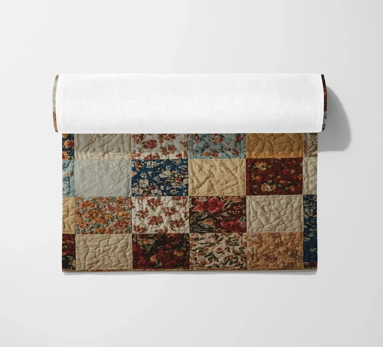Trapunta patchwork con quadrati floreali e trapuntati telo mare da DesignDoodle