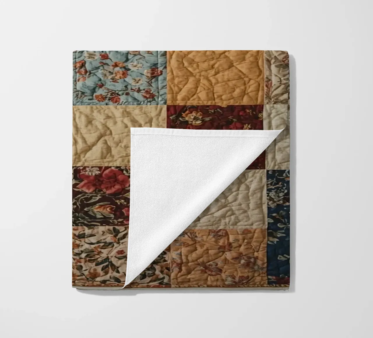 Trapunta patchwork con quadrati floreali e trapuntati telo mare da DesignDoodle