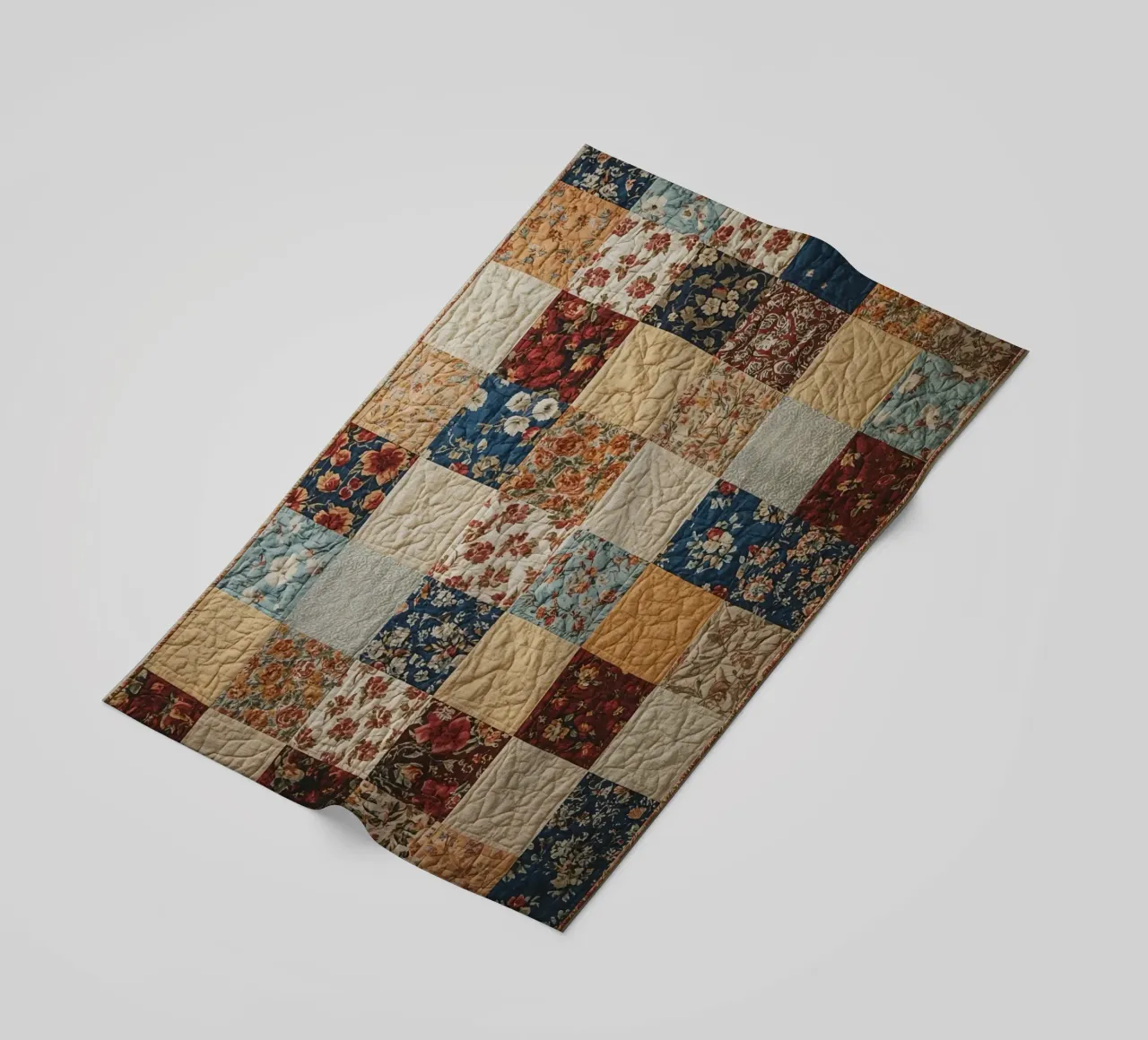 Trapunta patchwork con quadrati floreali e trapuntati telo mare da DesignDoodle