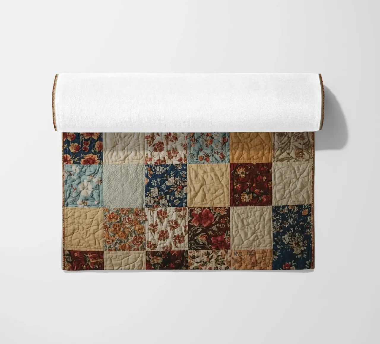 Trapunta patchwork con quadrati floreali e trapuntati telo mare da DesignDoodle