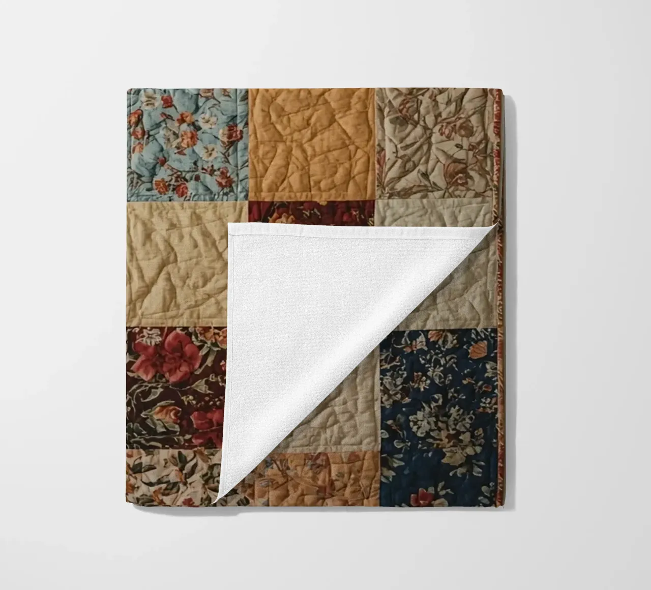 Trapunta patchwork con quadrati floreali e trapuntati telo mare da DesignDoodle