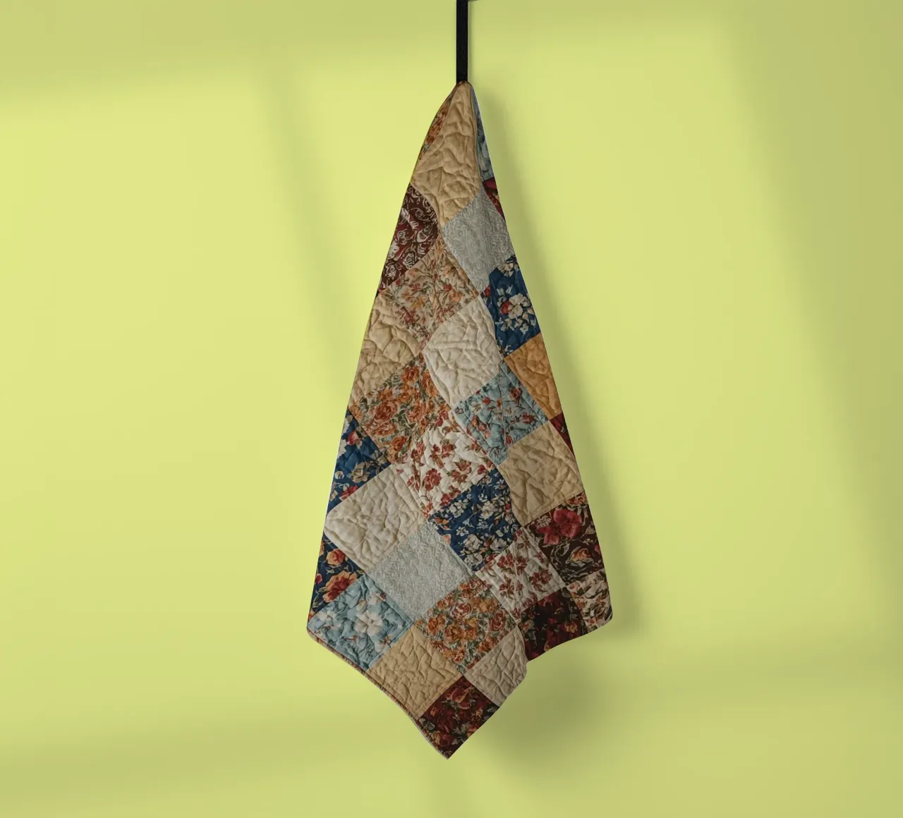 Trapunta patchwork con quadrati floreali e trapuntati canovaccio da cucina da DesignDoodle