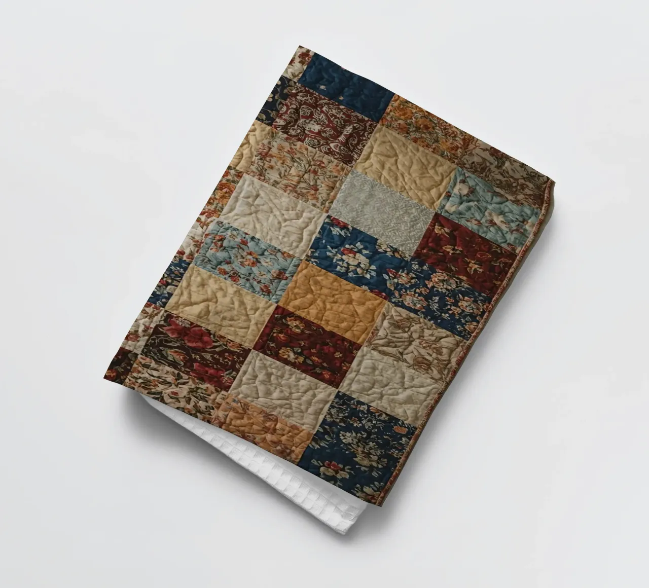 Trapunta patchwork con quadrati floreali e trapuntati canovaccio da cucina da DesignDoodle