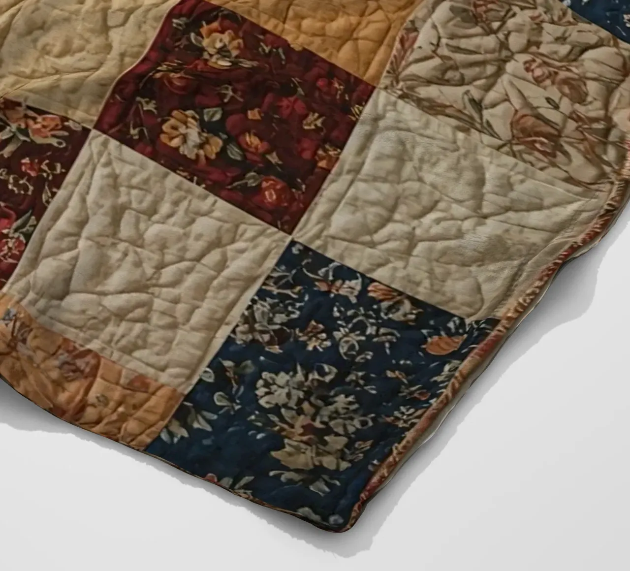 Trapunta patchwork con quadrati floreali e trapuntati coperta in pile da DesignDoodle