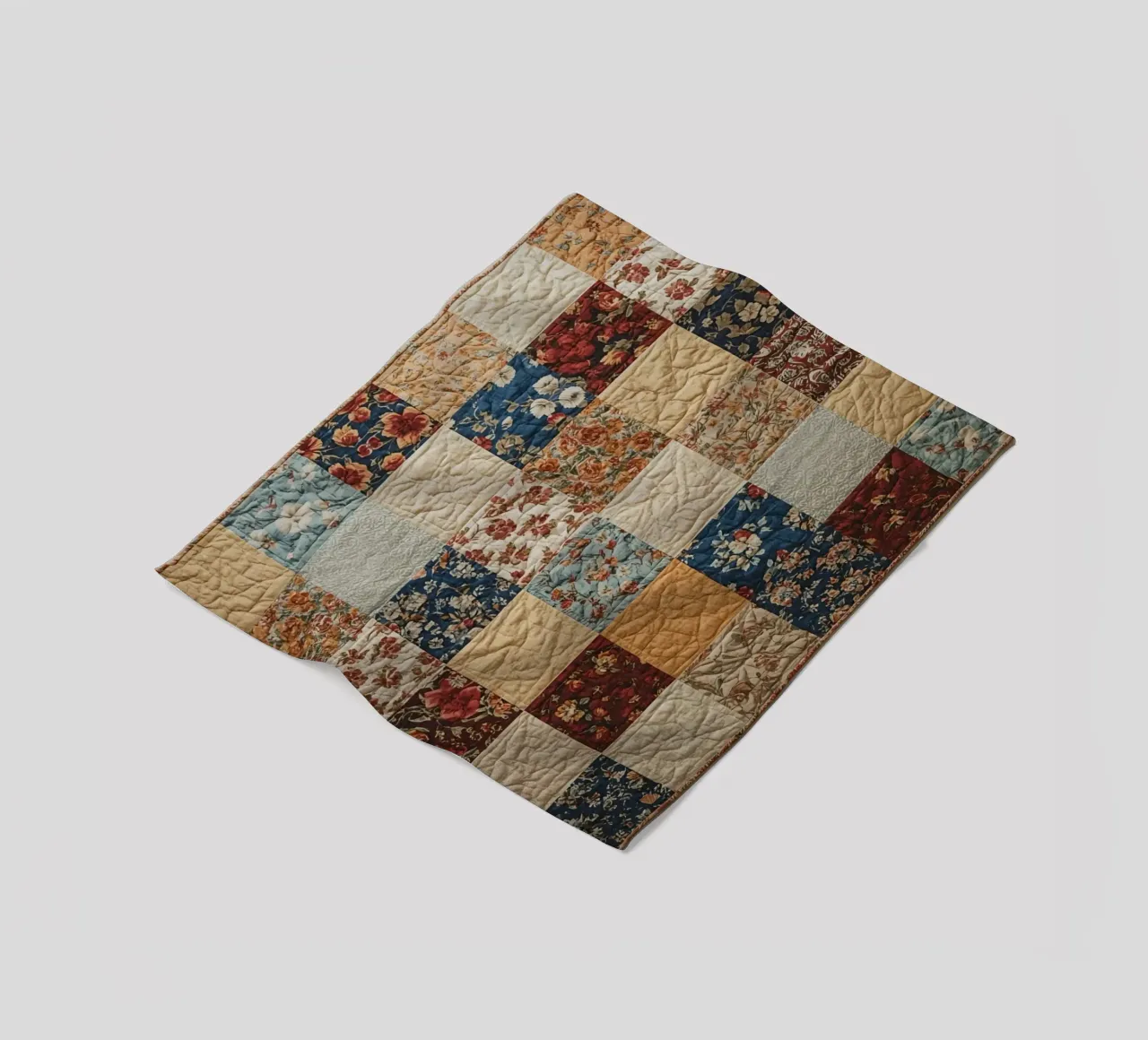 Trapunta patchwork con quadrati floreali e trapuntati coperta in pile da DesignDoodle