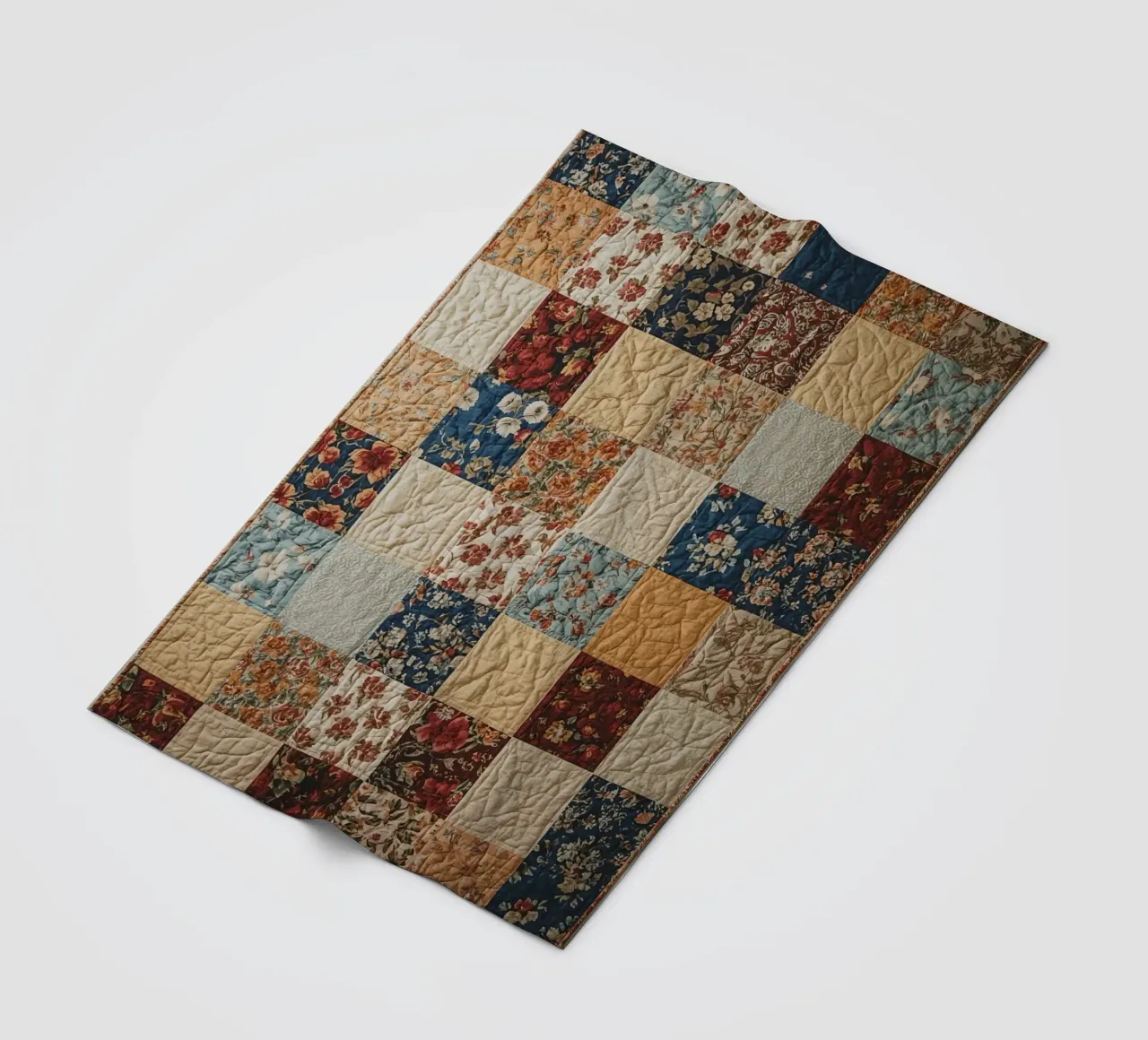 Trapunta patchwork con quadrati floreali e trapuntati coperta in pile da DesignDoodle
