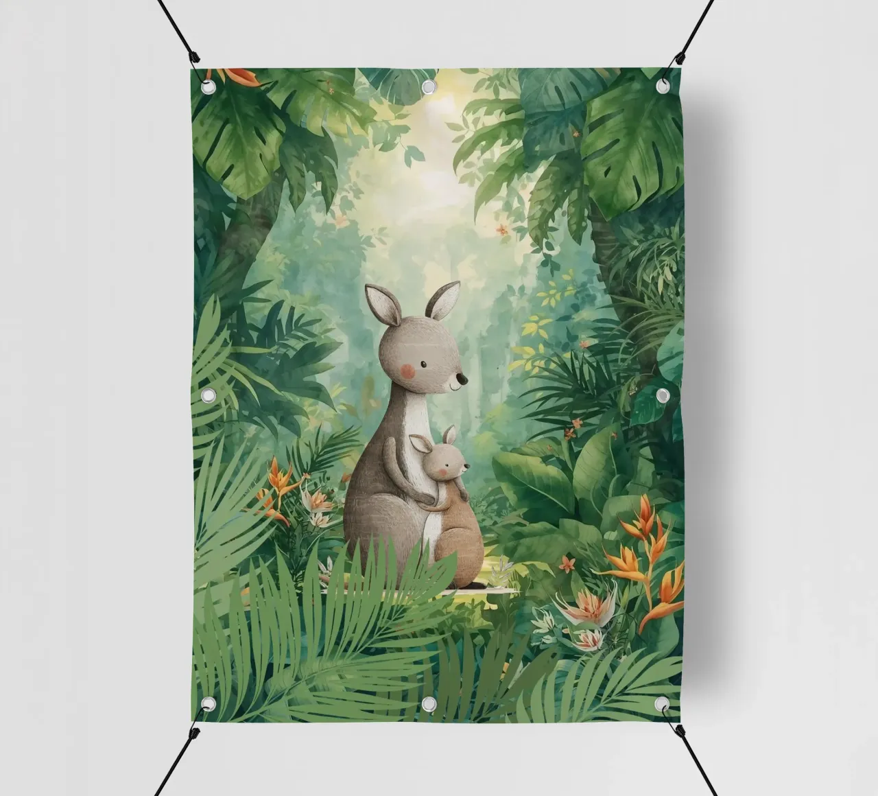 Amore canguro in un paese delle meraviglie tropicale telo in pvc da Doodle Dreams Art