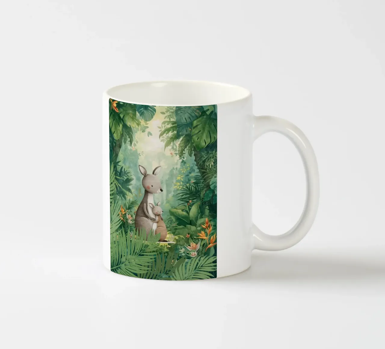 Amore canguro in un paese delle meraviglie tropicale tazza in ceramica da Doodle Dreams Art
