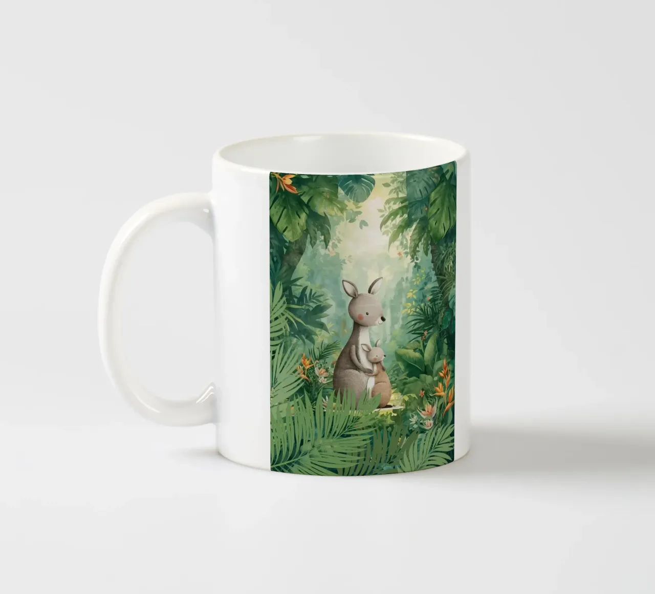Amore canguro in un paese delle meraviglie tropicale tazza in ceramica da Doodle Dreams Art