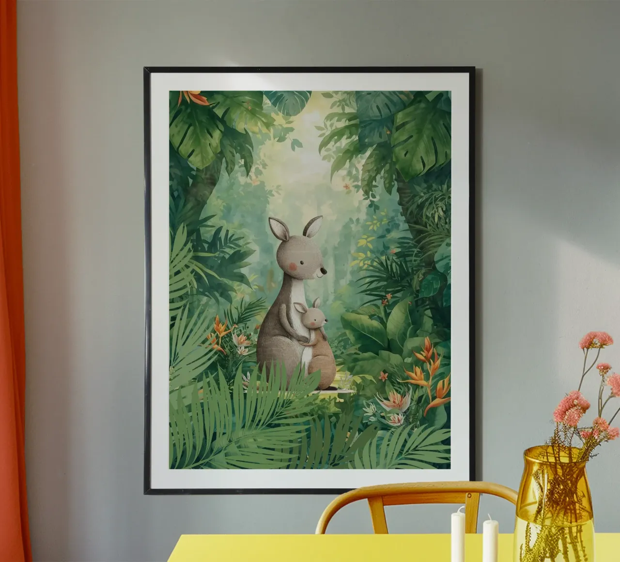Känguru-Liebe in einem tropischen Wunderland Hahnemühle von Doodle Dreams Art