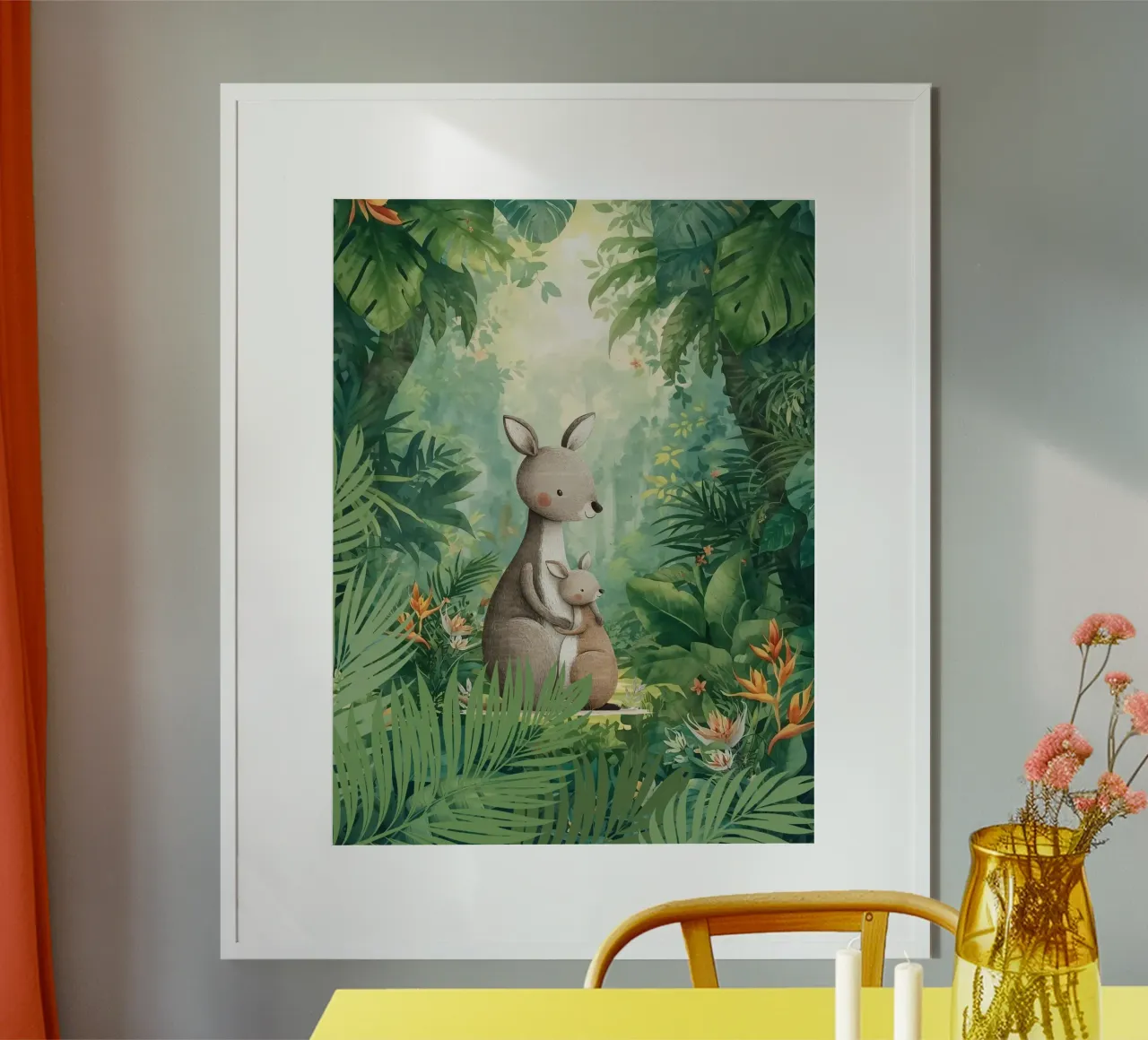 Känguru-Liebe in einem tropischen Wunderland Hahnemühle von Doodle Dreams Art