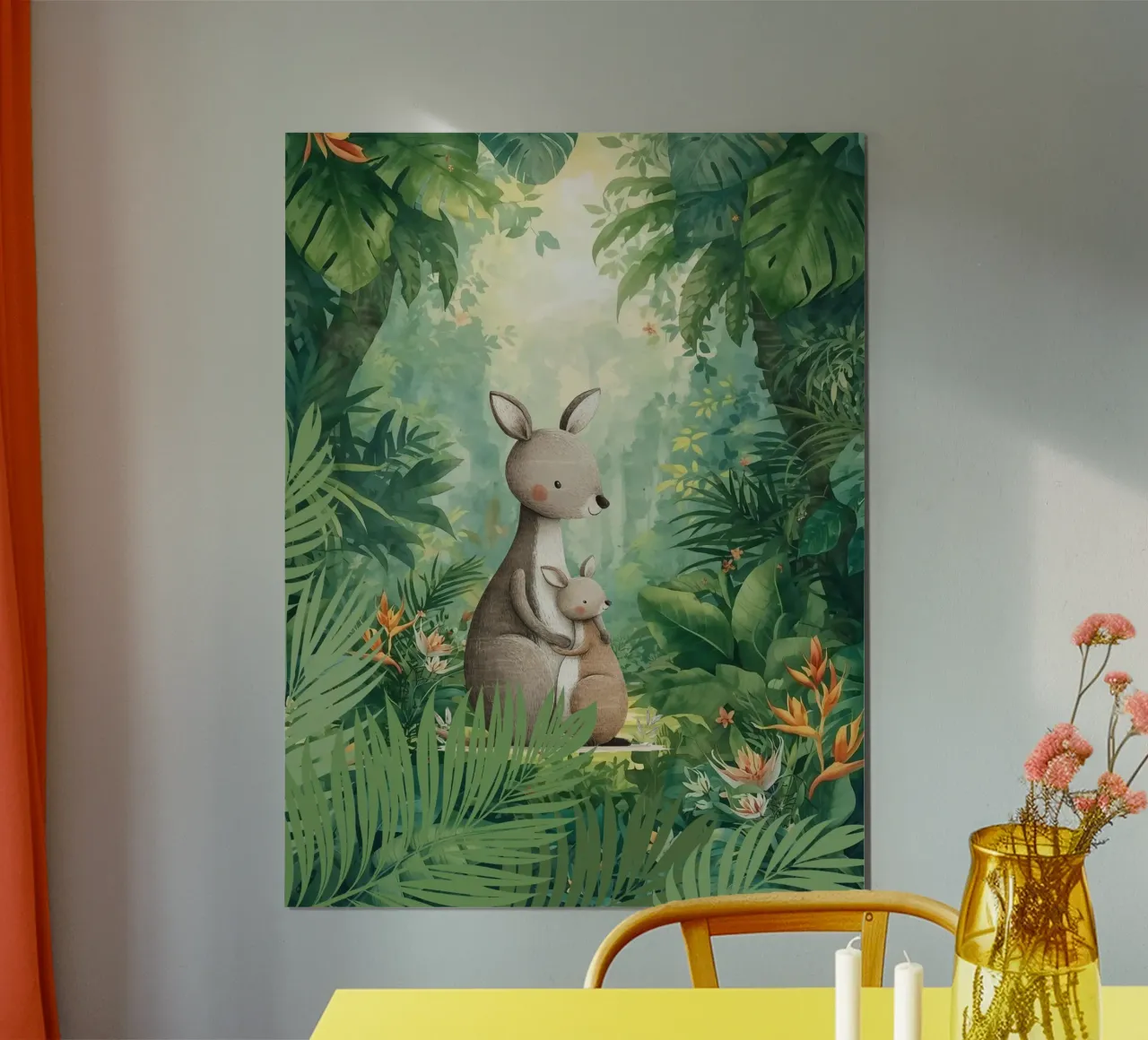 Känguru-Liebe in einem tropischen Wunderland Hahnemühle von Doodle Dreams Art
