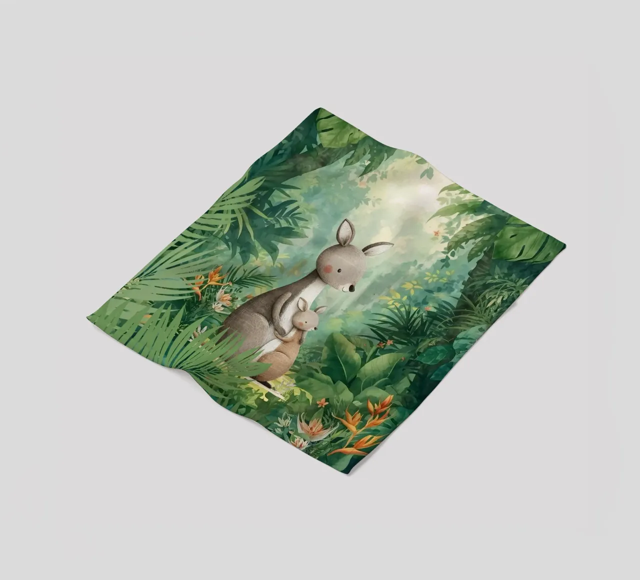 Känguru-Liebe in einem tropischen Wunderland Fleecedecke von Doodle Dreams Art