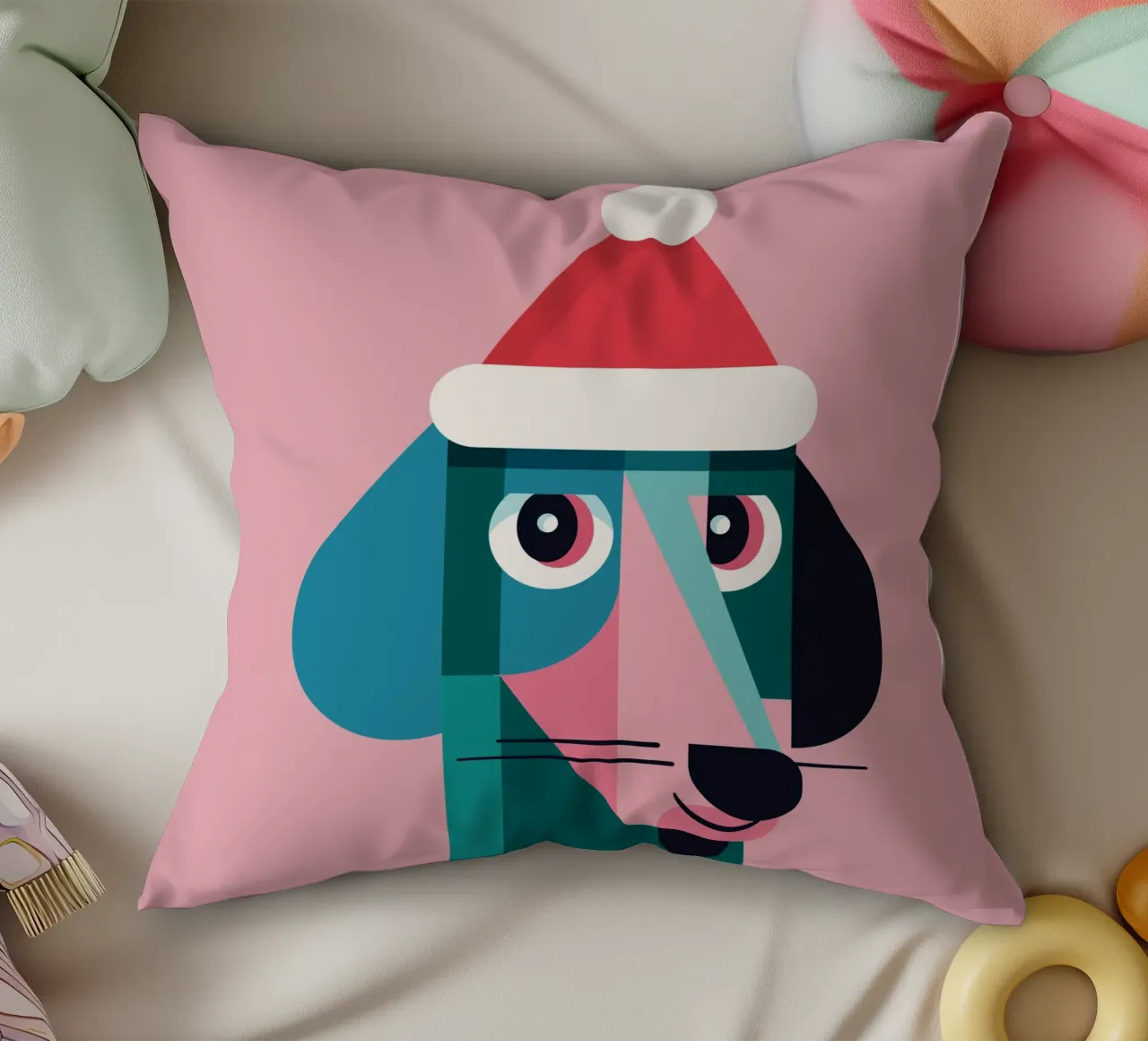 Fröhlicher Dackel im Weihnachtslook cuscino da DARIA IVANOVNA