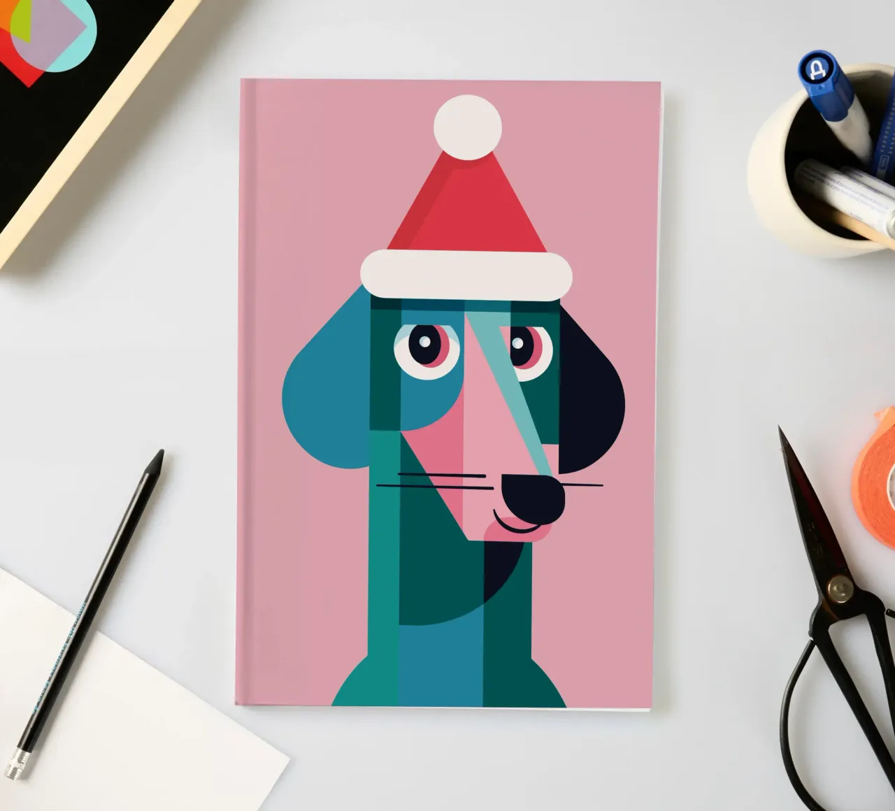 Fröhlicher Dackel im Weihnachtslook Notizbuch von DARIA IVANOVNA