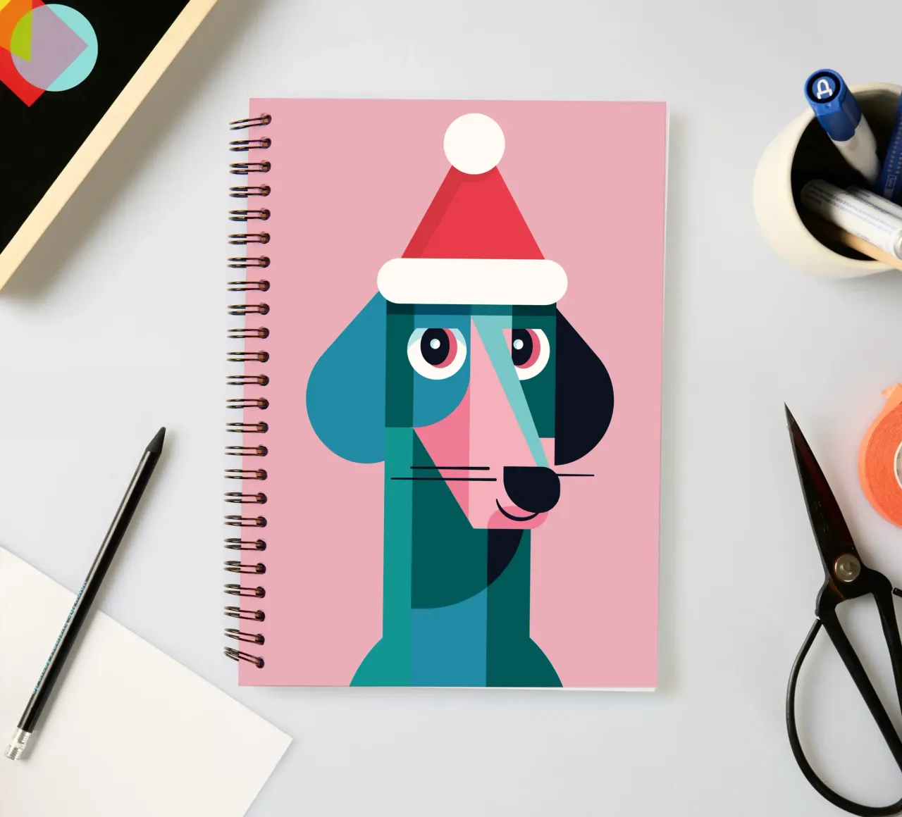 Fröhlicher Dackel im Weihnachtslook Ringbuch von DARIA IVANOVNA