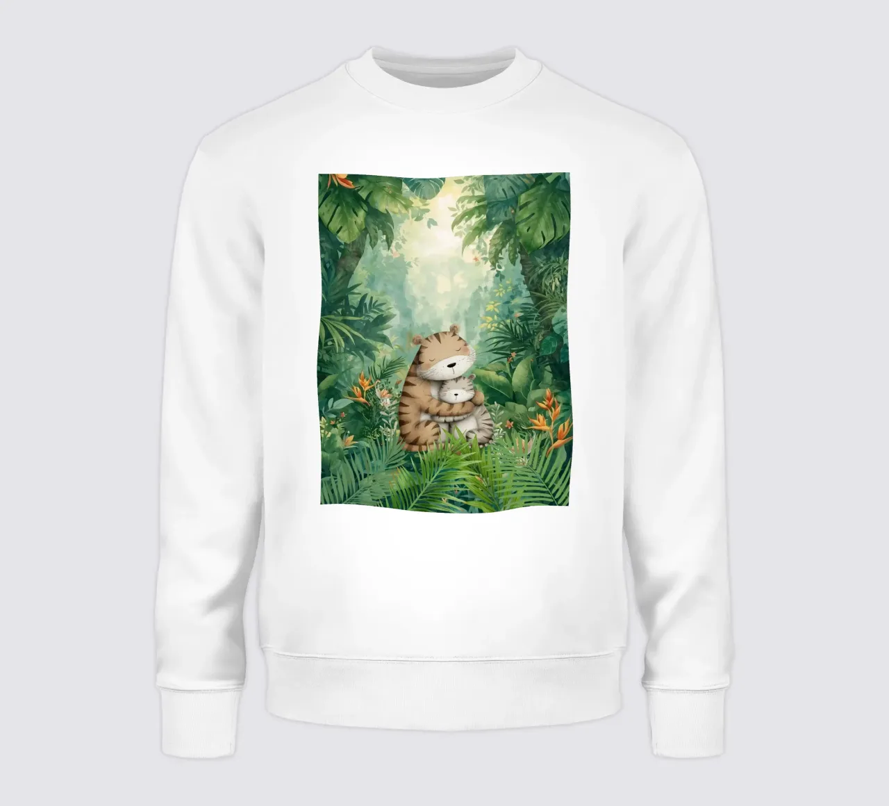 Madre e cucciolo di tigre nella giungla tropicale felpa da Doodle Dreams Art