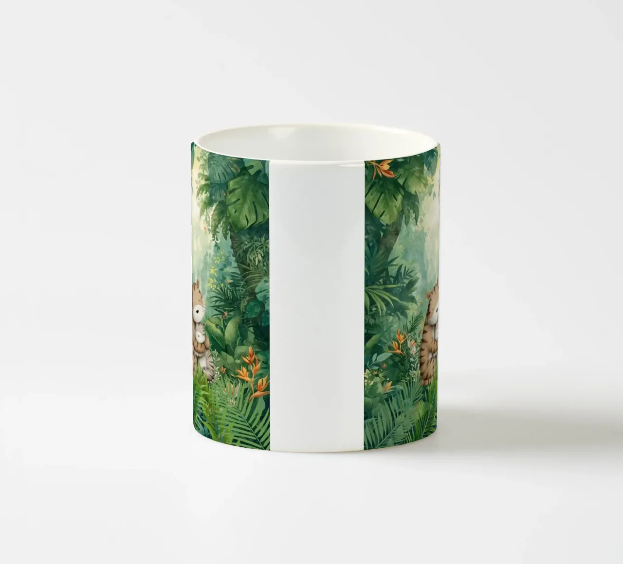 Madre e cucciolo di tigre nella giungla tropicale tazza in ceramica da Doodle Dreams Art