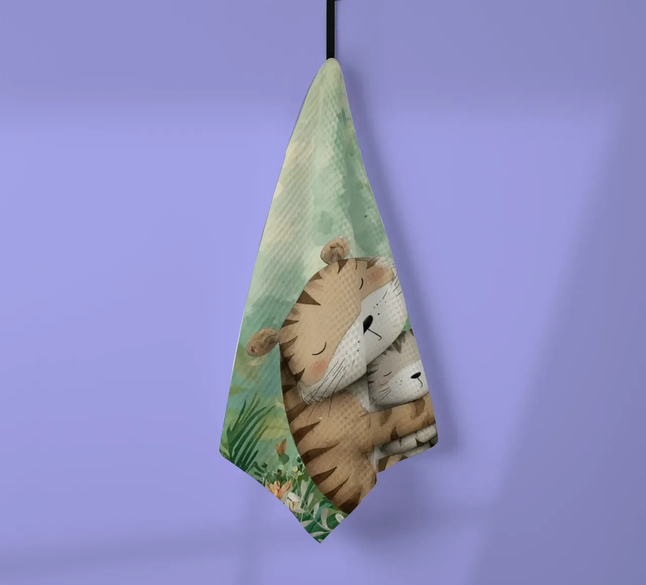 Mère et bébé tigre dans la jungle tropicale torchon de Doodle Dreams Art