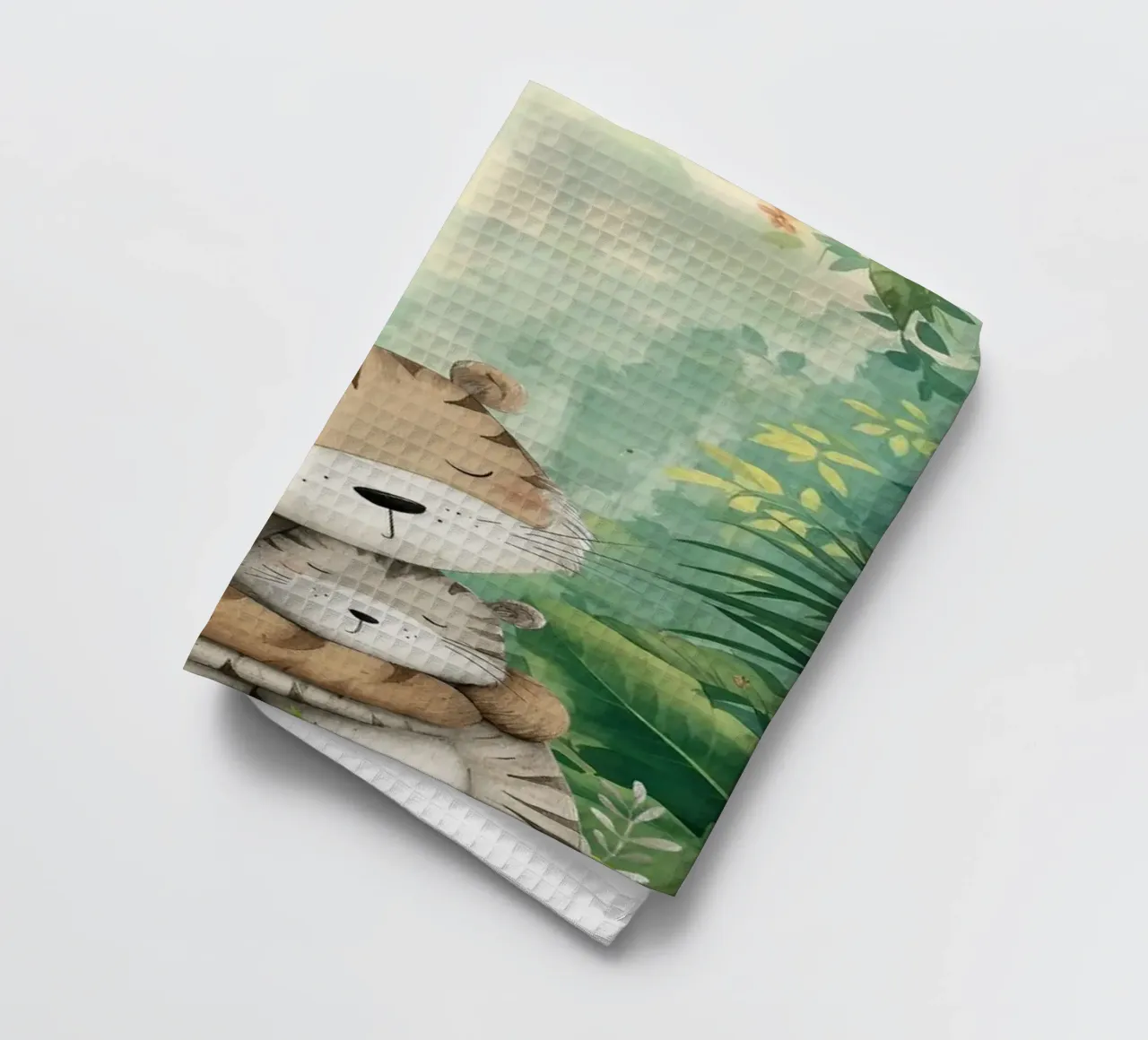 Mère et bébé tigre dans la jungle tropicale torchon de Doodle Dreams Art