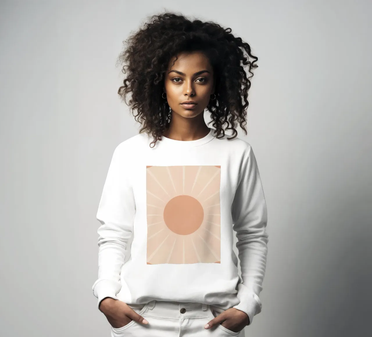 Peach Circle and Rays Background sweatshirt by DesignDoodle