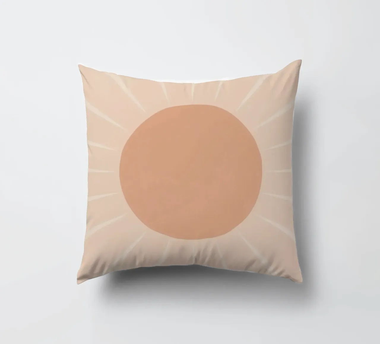 Peach Circle and Rays Background decorative cushion by DesignDoodle