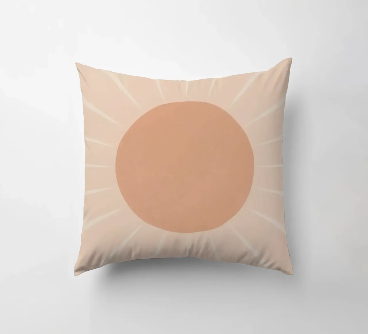 Peach Circle and Rays Background decorative cushion by DesignDoodle