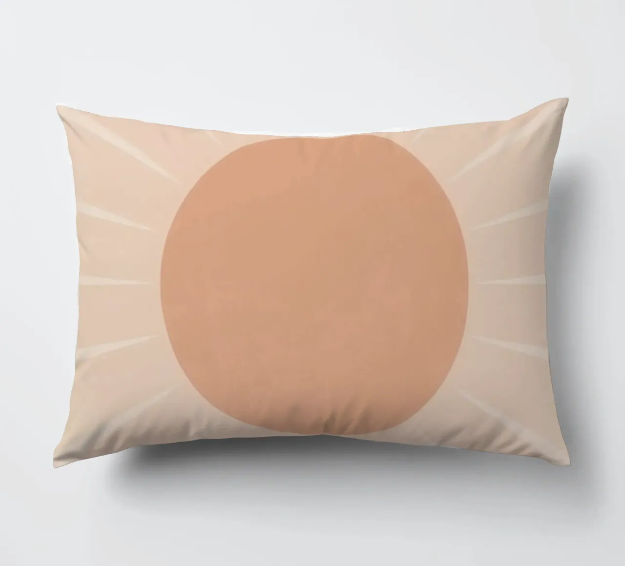 Peach Circle and Rays Background decorative cushion by DesignDoodle
