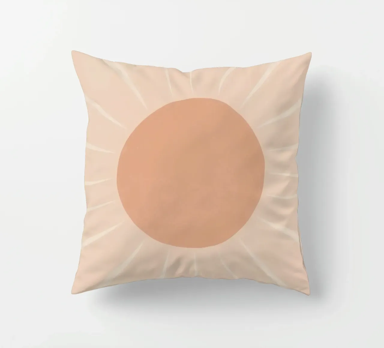 Peach Circle and Rays Background decorative cushion by DesignDoodle