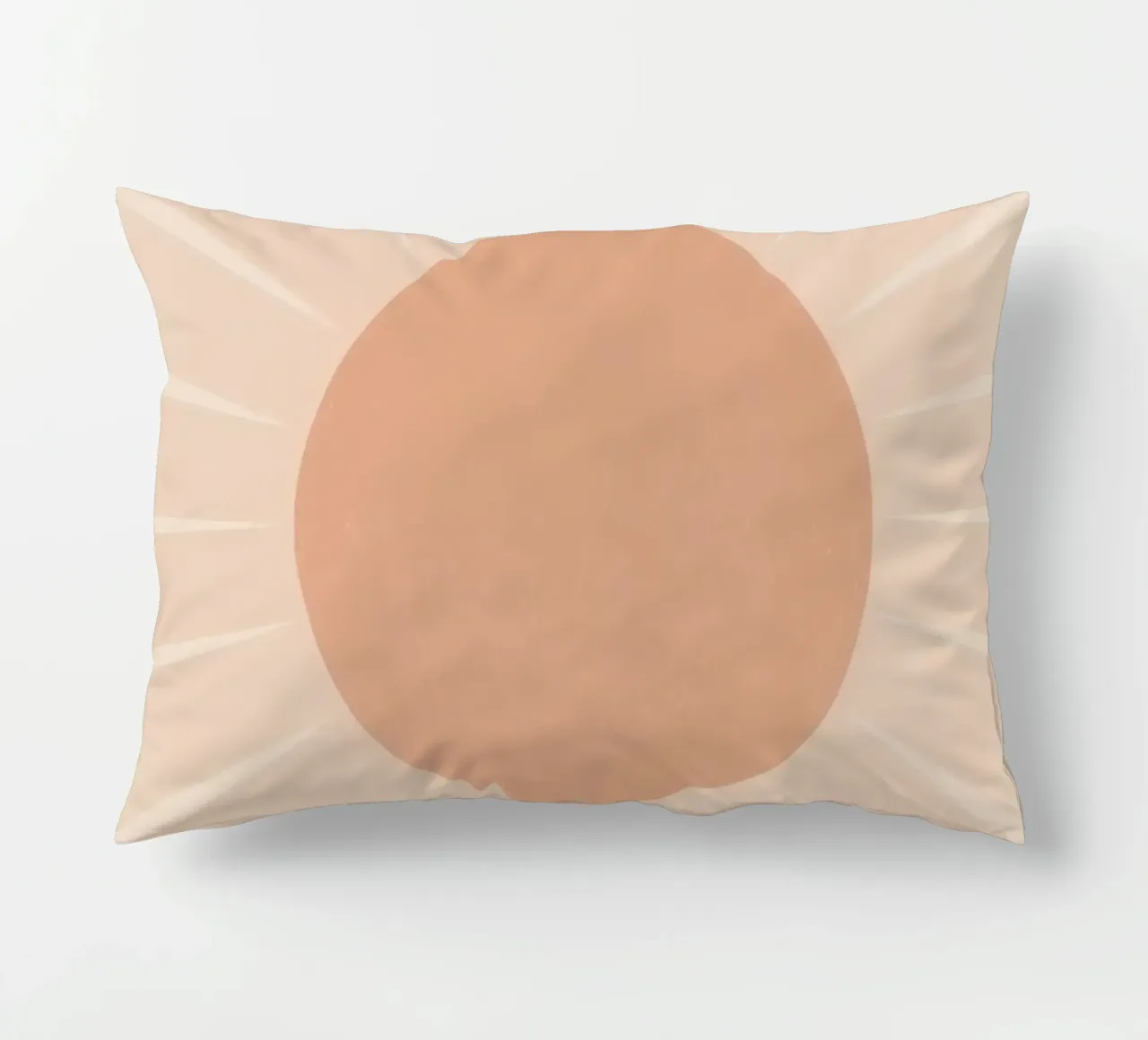 Peach Circle and Rays Background decorative cushion by DesignDoodle