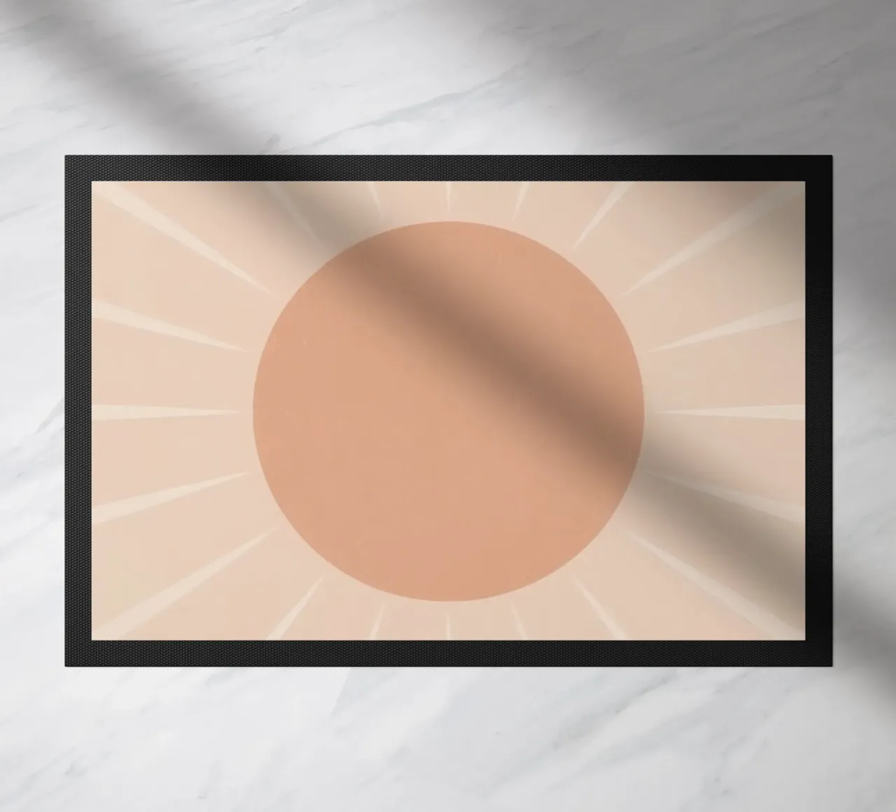 Peach Circle and Rays Background doormat by DesignDoodle