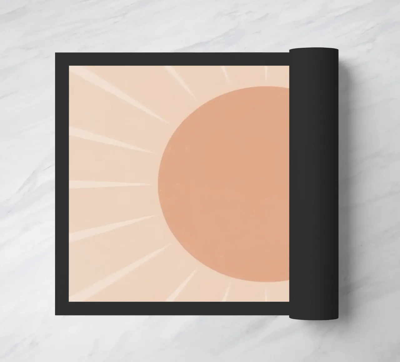 Peach Circle and Rays Background doormat by DesignDoodle