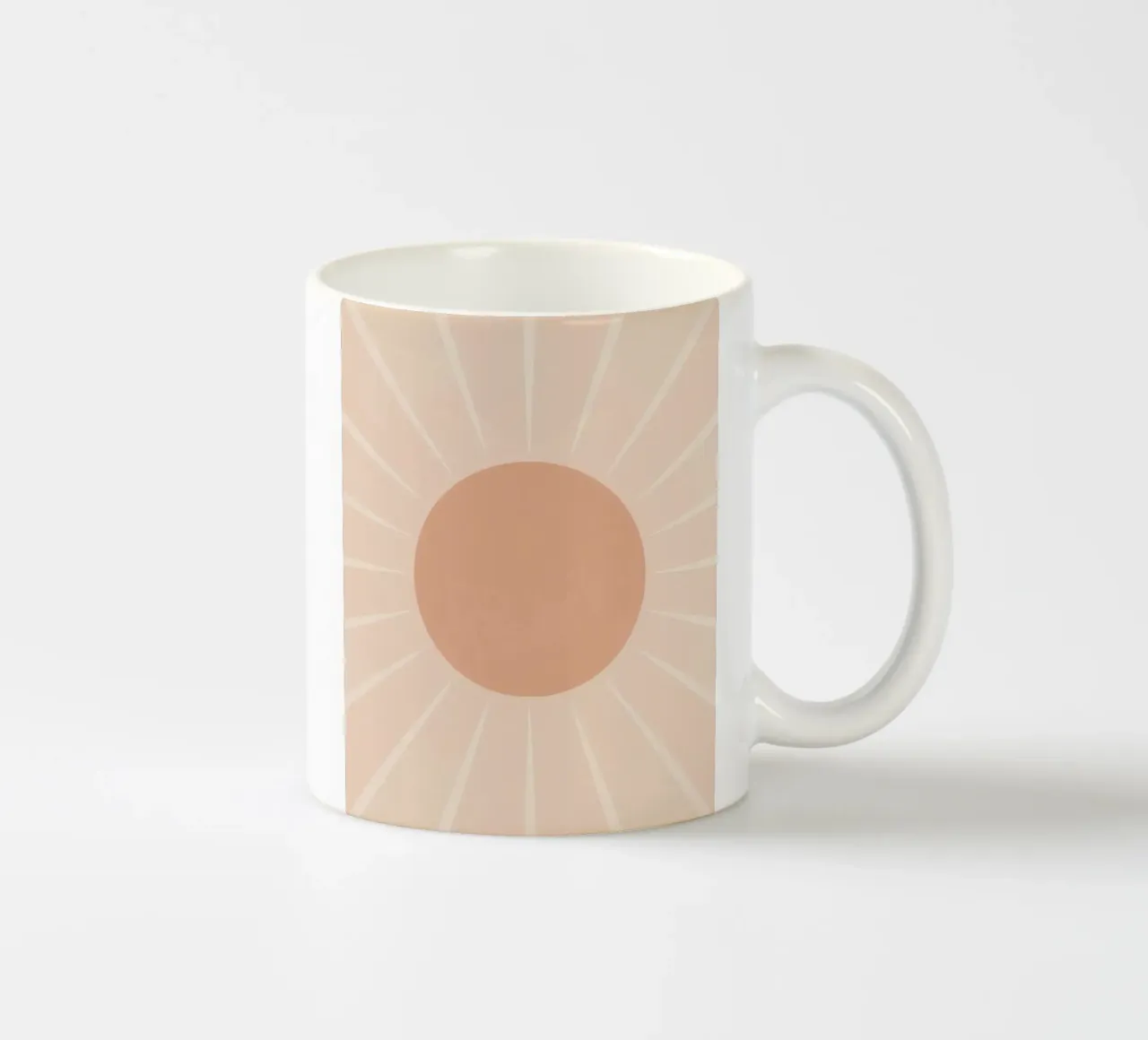 Peach Circle and Rays Background ceramic mug by DesignDoodle