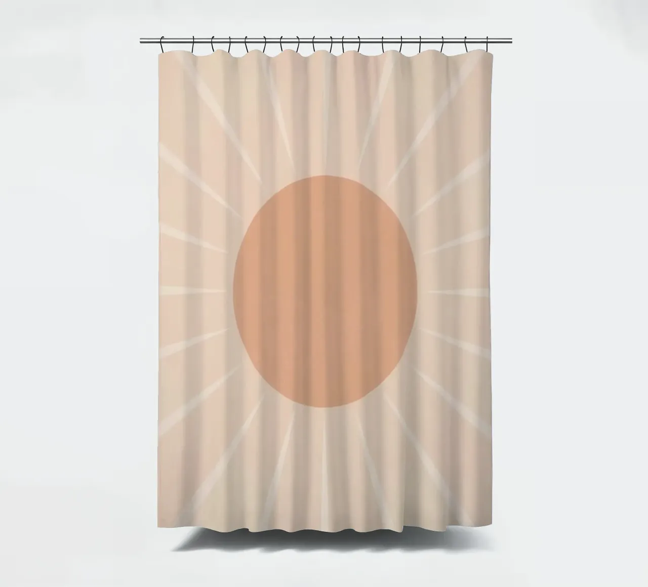 Peach Circle and Rays Background shower curtain by DesignDoodle