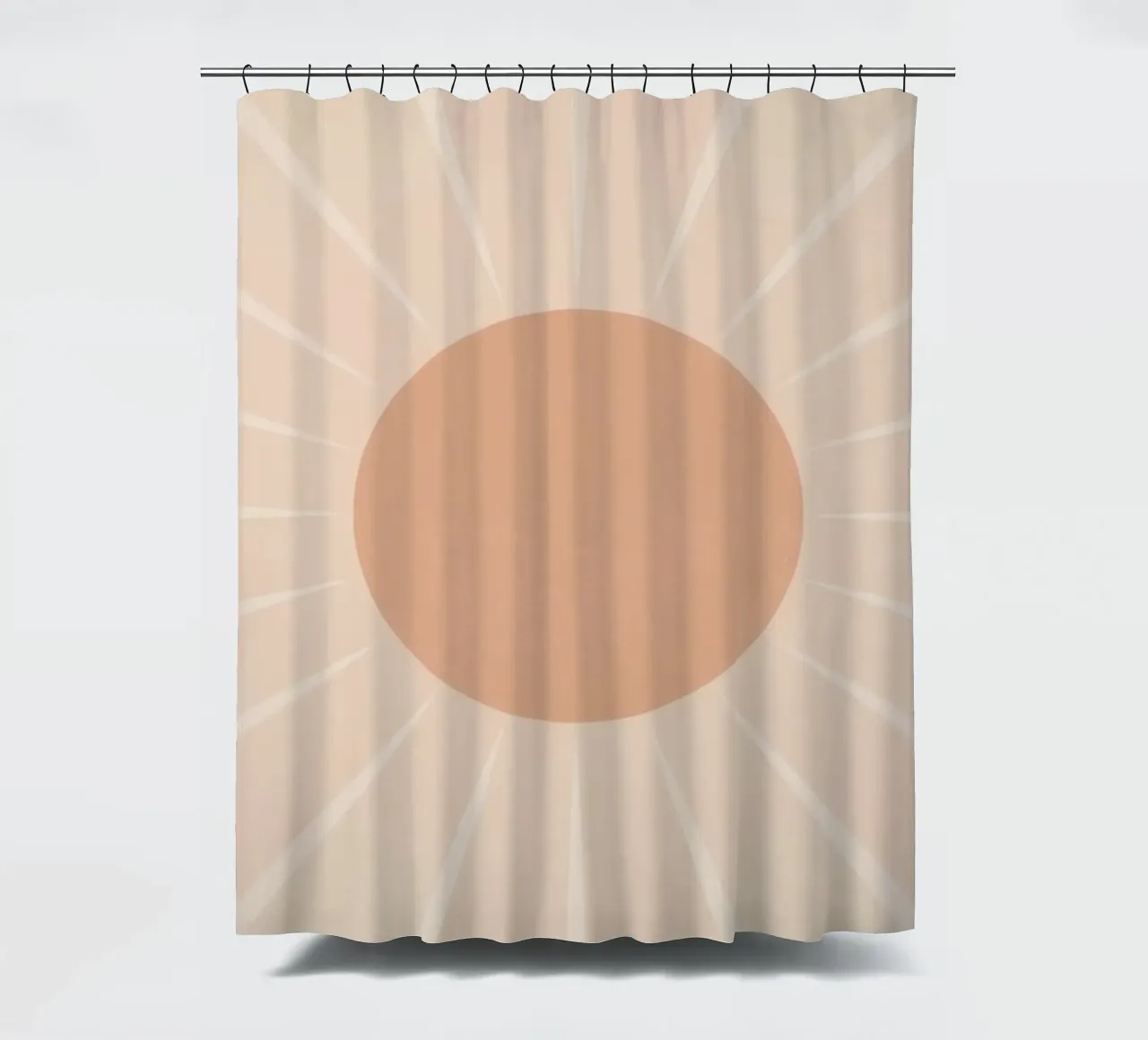 Peach Circle and Rays Background shower curtain by DesignDoodle