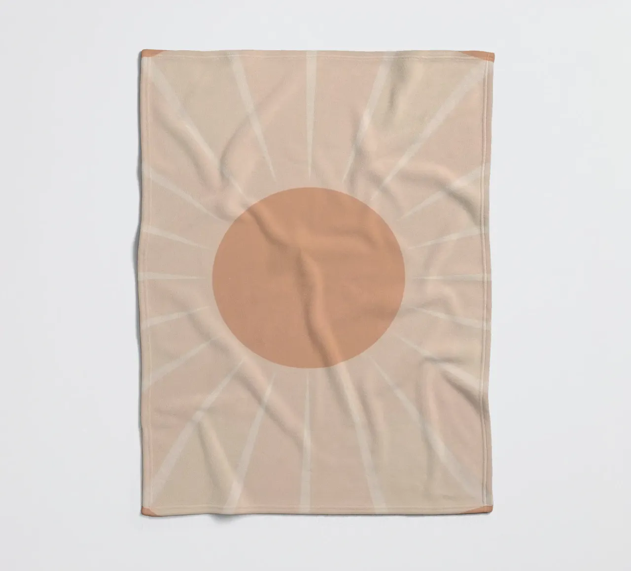 Peach Circle and Rays Background fleece blanket by DesignDoodle