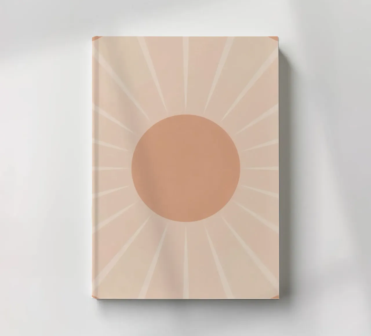 Peach Circle and Rays Background notebook by DesignDoodle