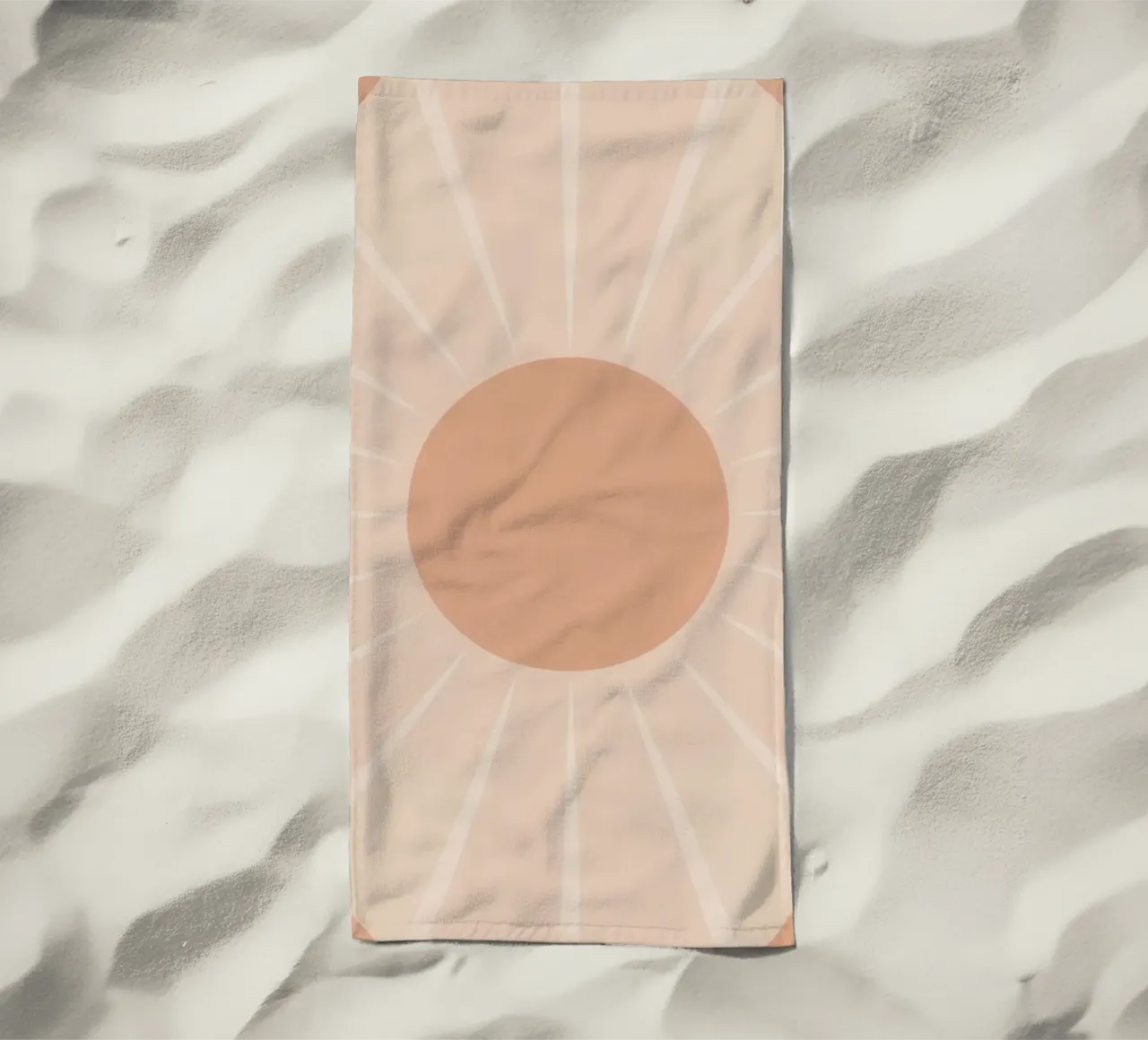 Peach Circle and Rays Background beach towel by DesignDoodle