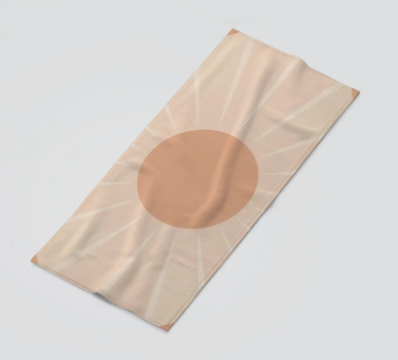 Peach Circle and Rays Background beach towel by DesignDoodle