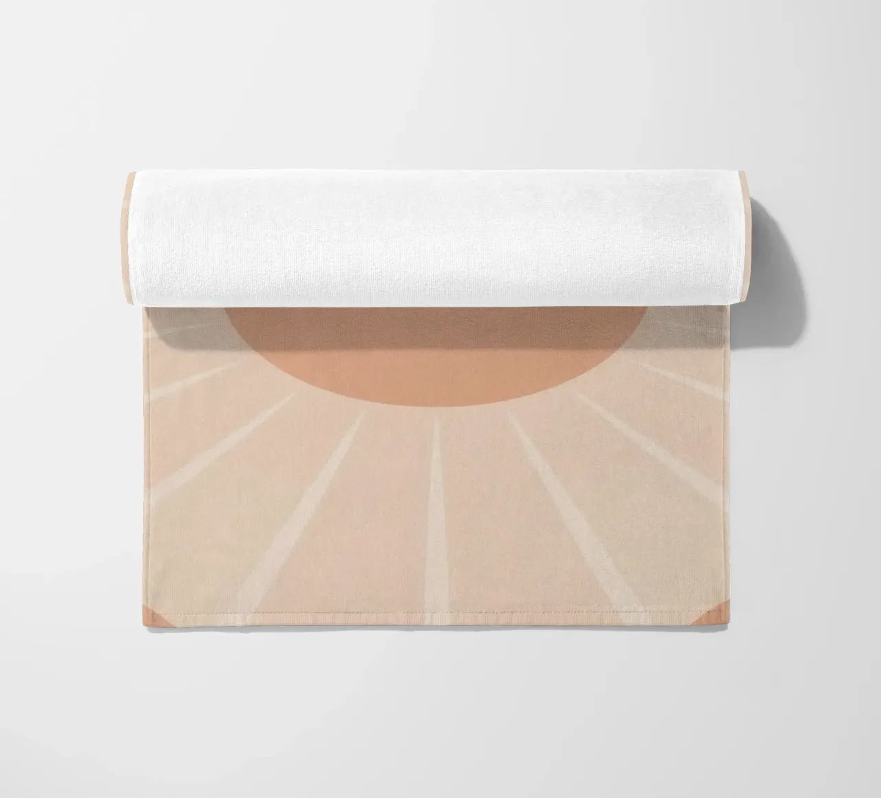 Peach Circle and Rays Background beach towel by DesignDoodle