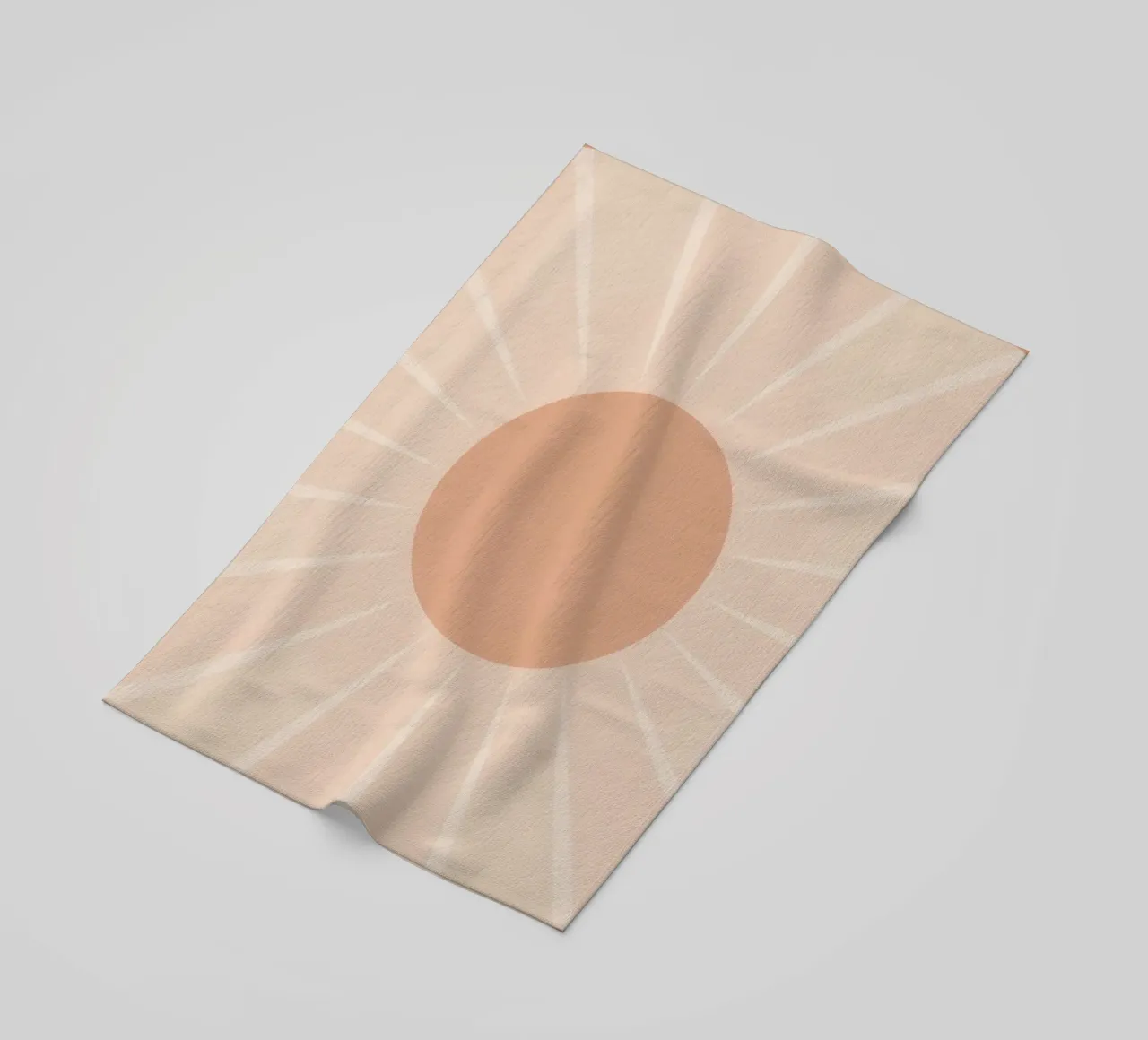 Peach Circle and Rays Background beach towel by DesignDoodle