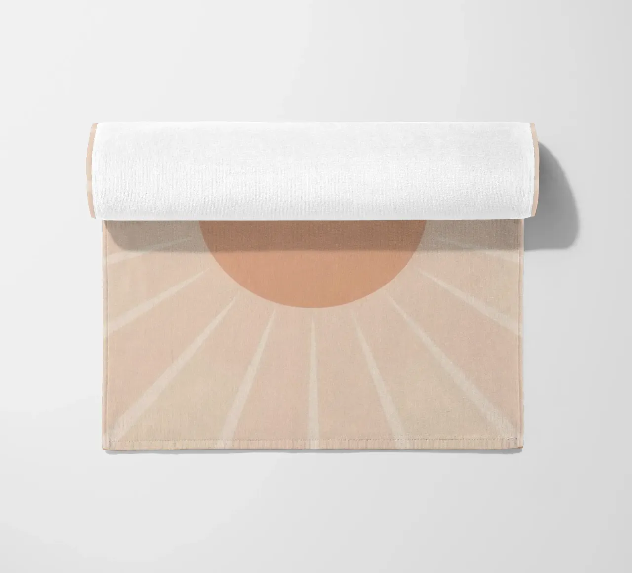 Peach Circle and Rays Background beach towel by DesignDoodle