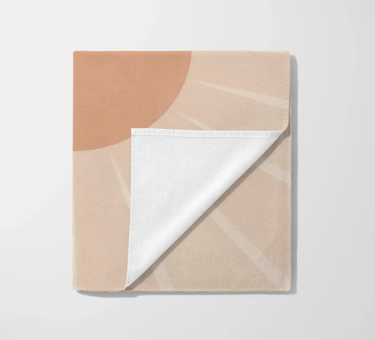 Peach Circle and Rays Background beach towel by DesignDoodle