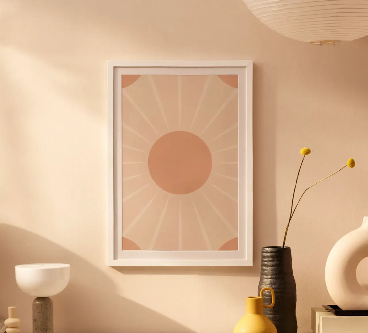 Peach Circle and Rays Background hahnemühle by DesignDoodle